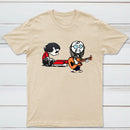 Cartoon Musicians Playing Guitar And Keyboard Graphic T-shirt