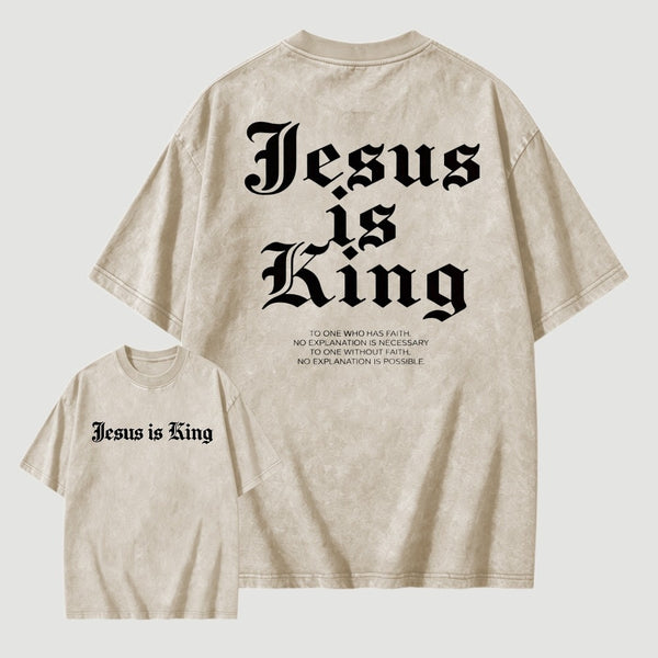 Jesus Is King Retro Washed Cotton T-Shirt