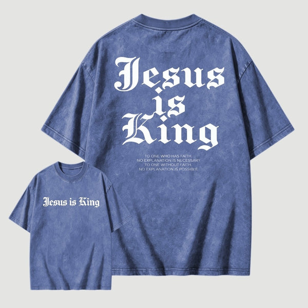 Jesus Is King Retro Washed Cotton T-Shirt