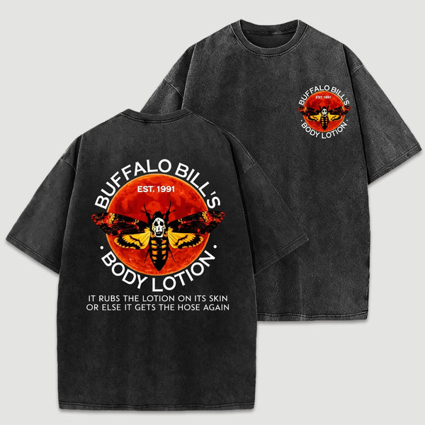Horror Movie Print Unisex Halloween Retro Washed T-Shirt