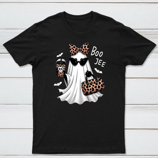 Boo-Jee Leopard Ghost Funny Fall Halloween T-Shirt