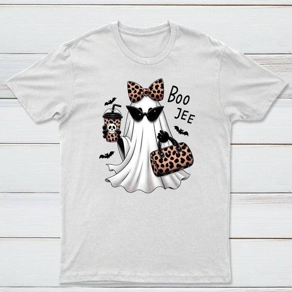 Boo-Jee Leopard Ghost Funny Fall Halloween T-Shirt