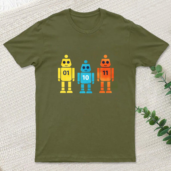 Binary Code Robot 01 10 11 Tech Geek Humor T-Shirt