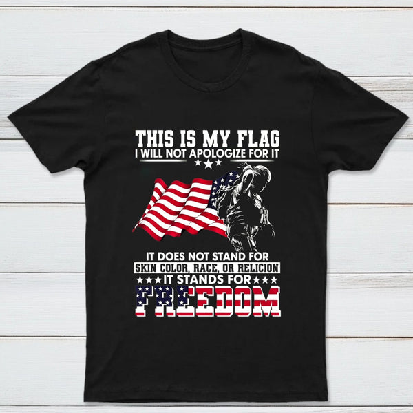 Soldier Silhouette USA Flag Patriotic T-Shirt