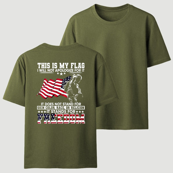 Soldier Silhouette USA Flag Patriotic T-Shirt