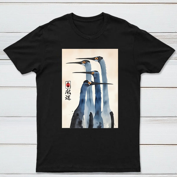 Three Cranes Standing Together In Harmony T-Shirt
