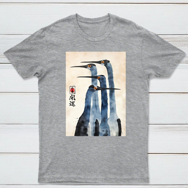 Three Cranes Standing Together In Harmony T-Shirt