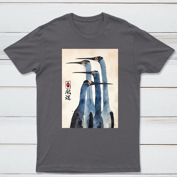 Three Cranes Standing Together In Harmony T-Shirt