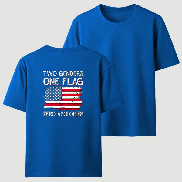 Two Genders One Flag Zero Apologies American Flag Design Unisex Classic T-shirt