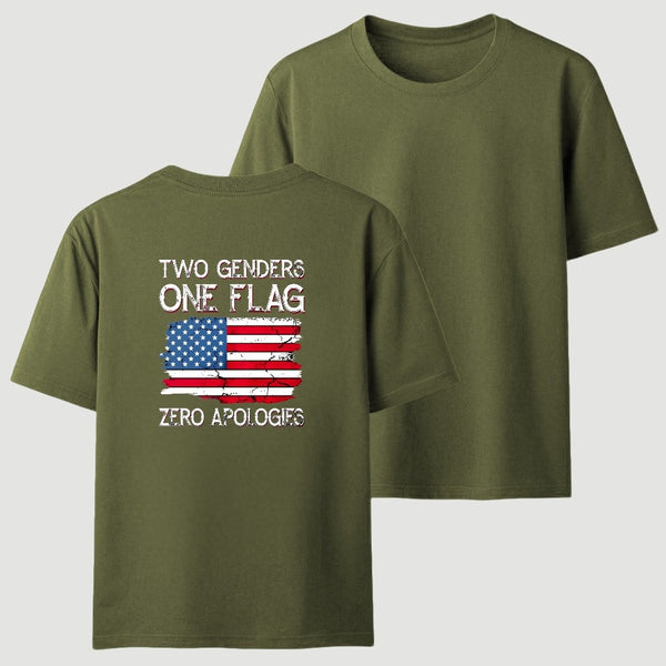 Two Genders One Flag Zero Apologies American Flag Design Unisex Classic T-shirt