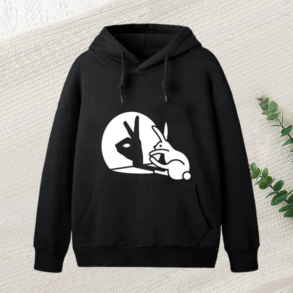 Funny Rabbit Hand Shadow Puppets Bunny Figure Pop Art Hoodie