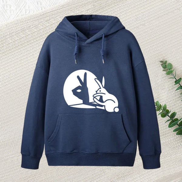 Funny Rabbit Hand Shadow Puppets Bunny Figure Pop Art Hoodie