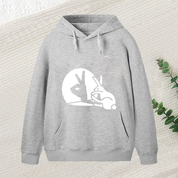 Funny Rabbit Hand Shadow Puppets Bunny Figure Pop Art Hoodie