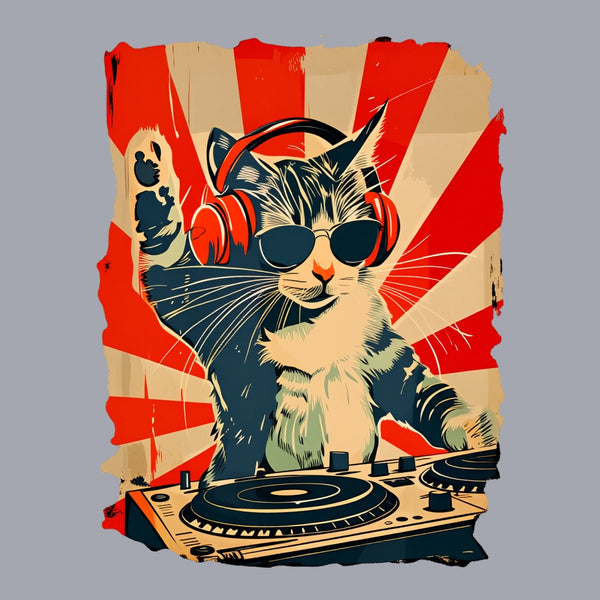 Rock Music Cat Vintage Geek Hoodie