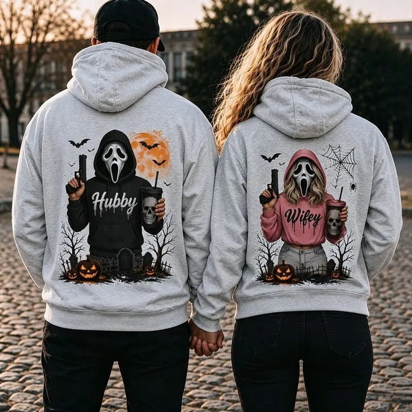 A Piece of Clothing Female Hubby Wifey Halloween Spooky Season Couple Matching Hoodie