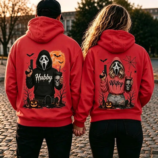 A Piece of Clothing Female Hubby Wifey Halloween Spooky Season Couple Matching Hoodie